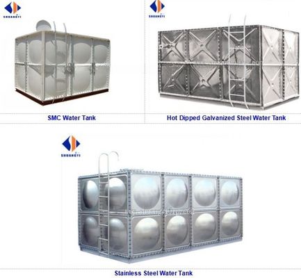Tanque de água retangular com HDG Modular Design H mm 1106-2612 Cumprir as normas GB5749-85