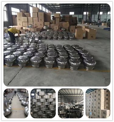 Ventilador de escape de telhado de aço inoxidável 200-1500 mm para armazém no porto de carga de Qingdao